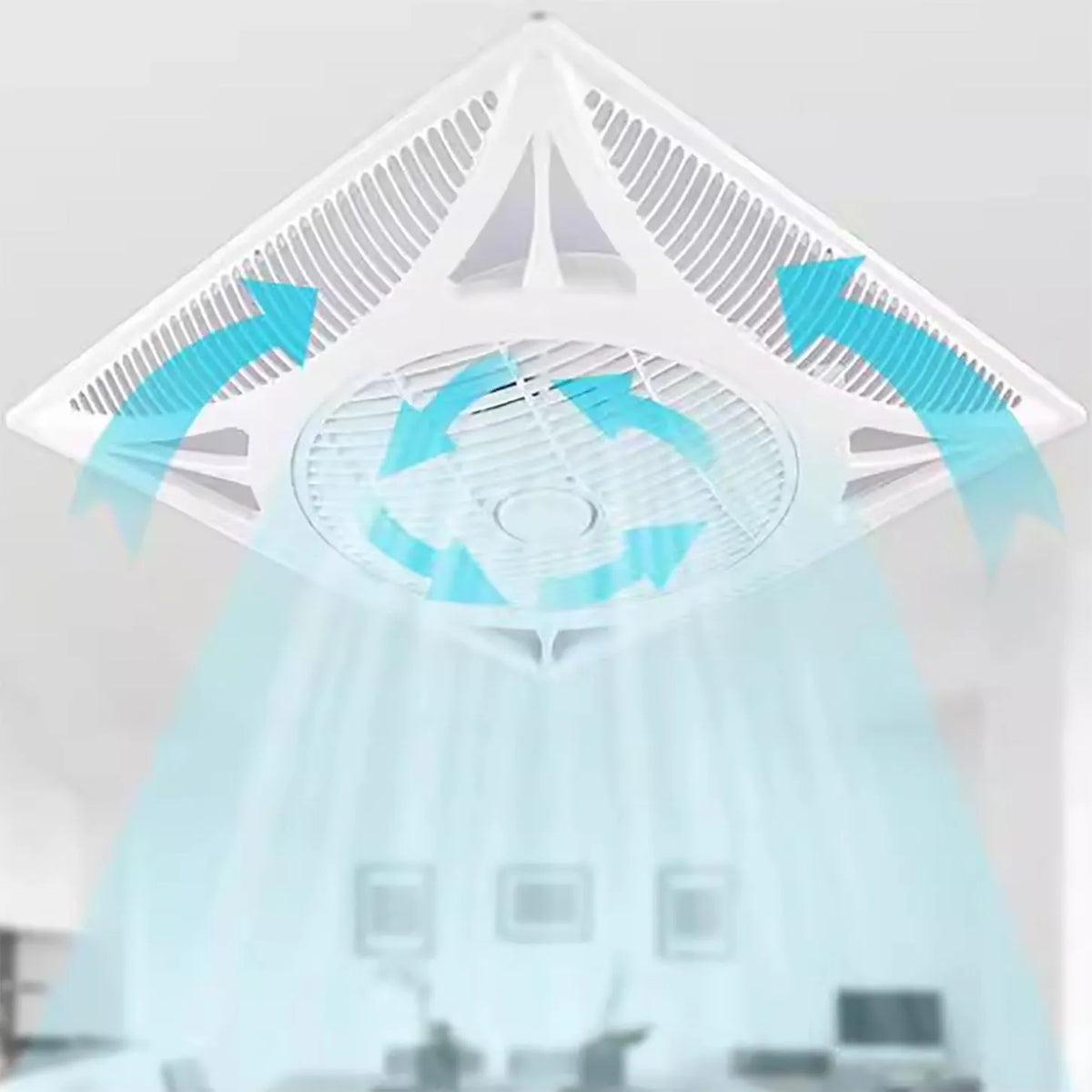 مروحة سقف 4 فصول + إضاءة LED فاخرة · 60×60 · ضمان 12 شهر