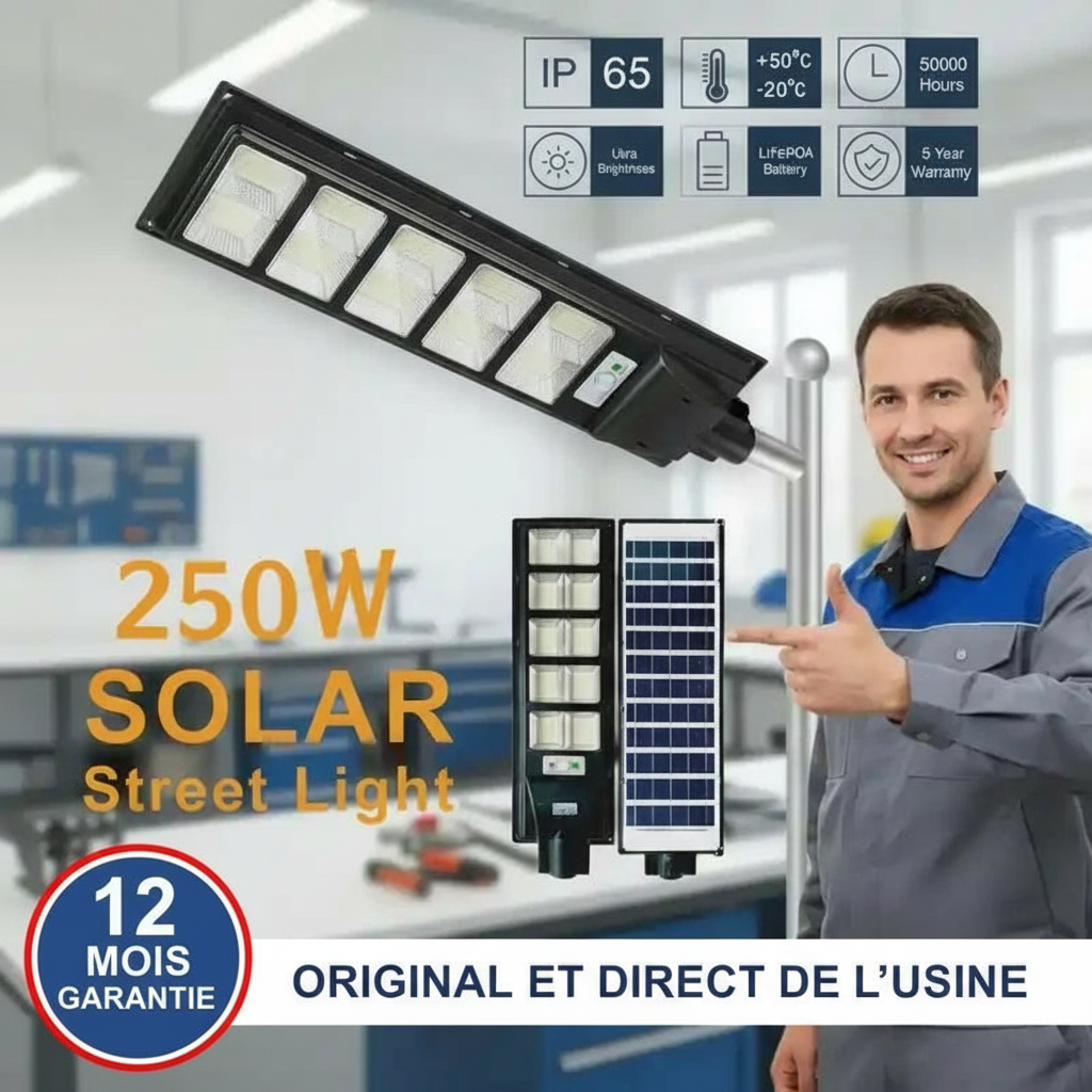 Lampadaire solaire 250W - Original et direct de l'usine