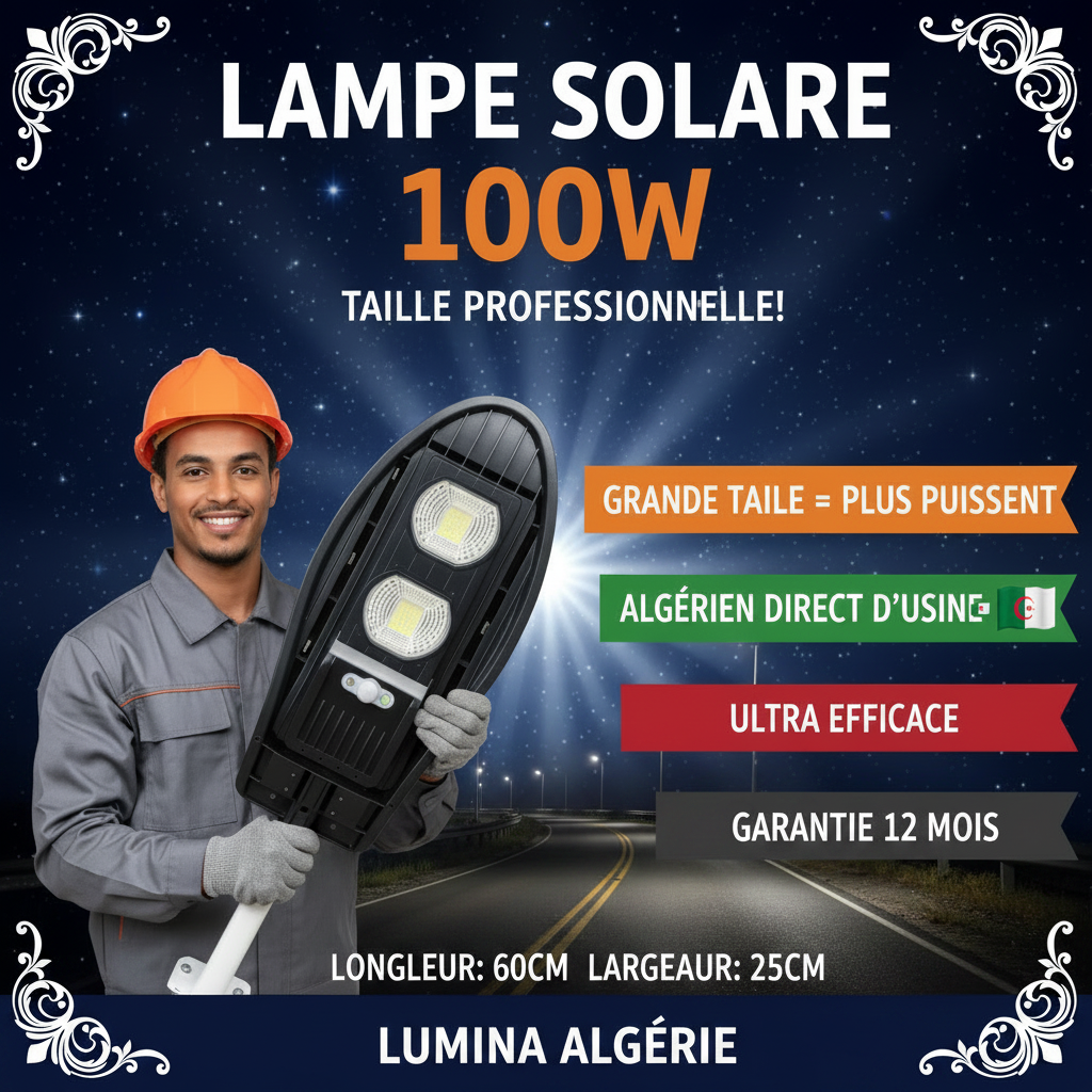 مصباح شمسي COBRA 100W — إضاءة احترافية قوية بضمان 12شهر